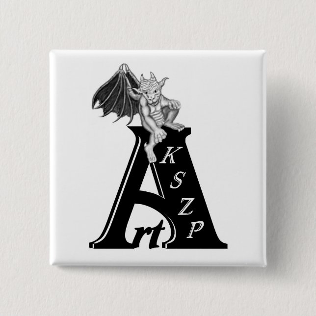Badge Carré 5 Cm Logo Art KSZP mit Golem Gargoyle (Devant)