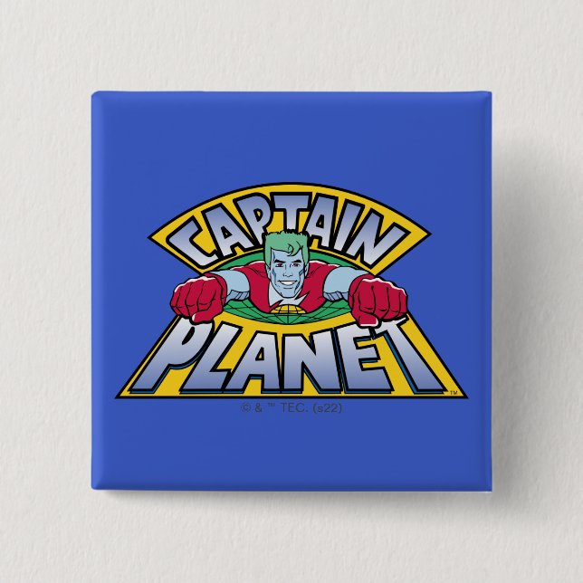 Badge Carré 5 Cm Logo Captain Planet (Devant)