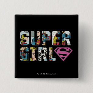 Badge Carré 5 Cm Logo de bande dessinée Supergirl