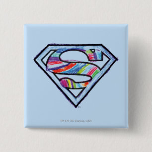 Badge Carré 5 Cm Logo de croquis couleur supergirl