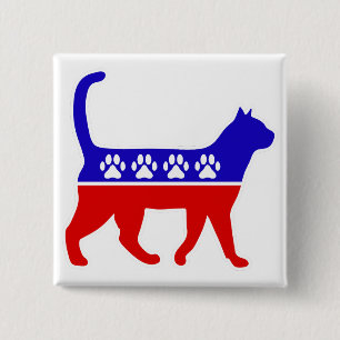 Badge Carré 5 Cm Logo de la fête du chat Feline Politique Grand Par