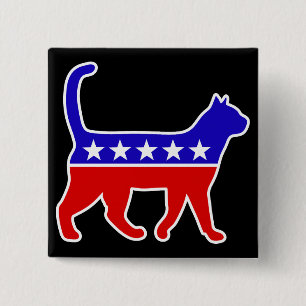 Badge Carré 5 Cm Logo de la fête du chat Feline Politique Grand Par