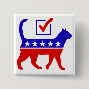 Badge Carré 5 Cm Logo de la fête du chat Feline Politique Grand Par