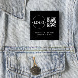 Badge Carré 5 Cm Logo de l'entreprise personnalisée Code QR Minimal<br><div class="desc">Faites la promotion de votre entreprise avec ce bouton moderne,  avec logo personnalisé,  QR Code & texte. Ajoutez facilement votre logo en cliquant sur l'option "personnaliser".</div>