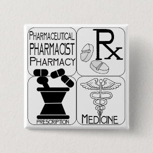 Badge Carré 5 Cm LOGO de pharmacien de pharmacie