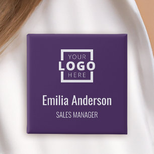 Badge Carré 5 Cm Logo d'entreprise Nom du personnel de l'employé Ba