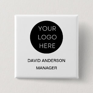 Badge Carré 5 Cm Logo d'entreprise personnalisé Blanc moderne