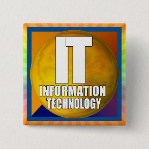 BADGE CARRÉ 5 CM LOGO INFORMATIQUE - TECHNOLOGIE DE L'INFORMATION
