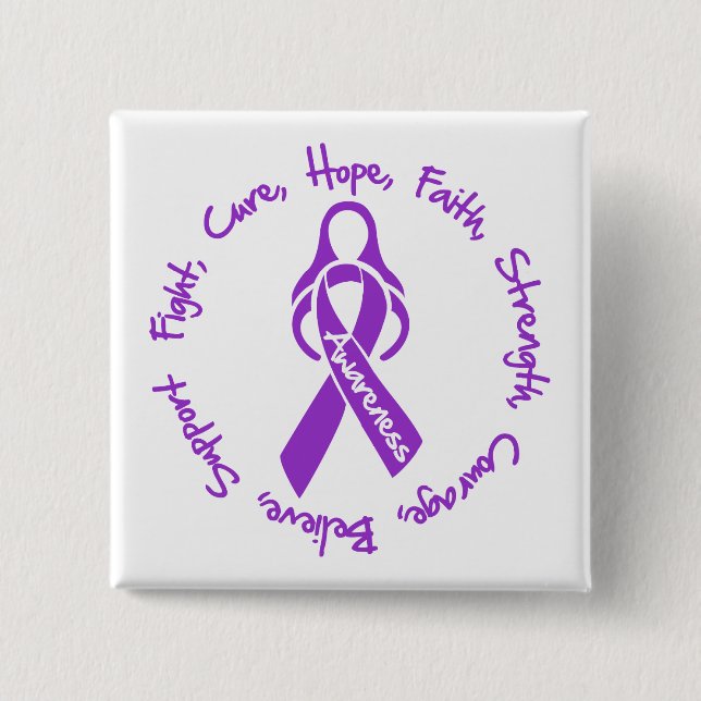 Badge Carré 5 Cm Logo Lupus Fight Cure Hope (Devant)