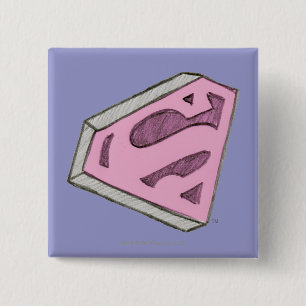 Badge Carré 5 Cm Logo Pink Croquetée Supergirl