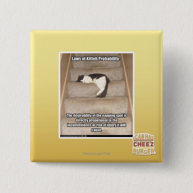 Badge Carré 5 Cm Lois de la probabilité de Kitteh (Devant)