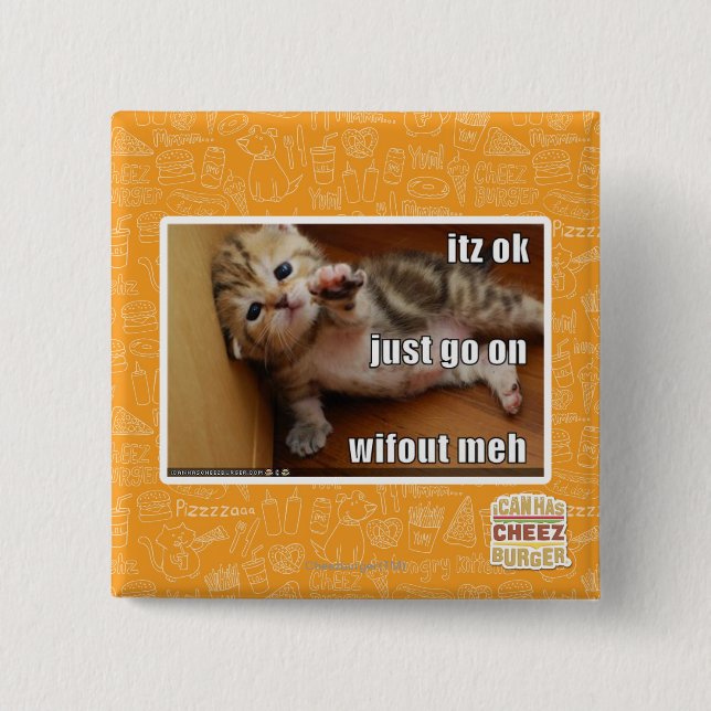 Badge Carré 5 Cm L'ok d'Itz, vont juste sur le meh de wifout (Devant)