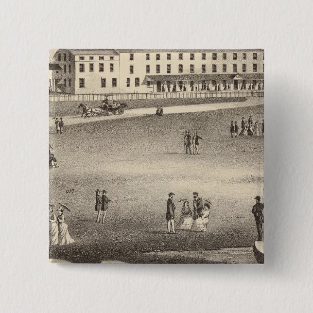 Badge Carré 5 Cm Long Beach House, Long Beach, NJ (Devant)