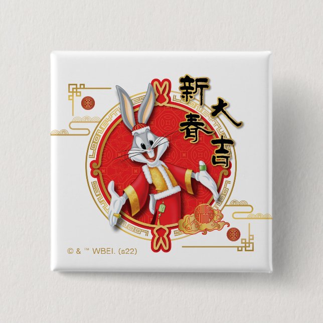 Badge Carré 5 Cm LOONEY TUNES™ | BUGS BUNNY™ Fortune de printemps (Devant)