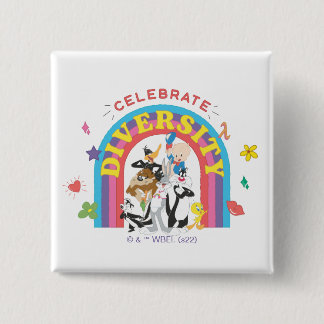 Badge Carré 5 Cm LOONEY TUNES™ - Celebrate Diversity Pride Arc-en-c
