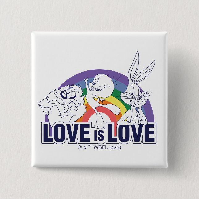 Badge Carré 5 Cm LOONEY TUNES™ - L'amour c'est l'amour (Devant)