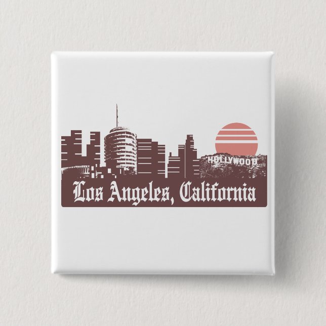 Badge Carré 5 Cm Los Angeles Linesky (Devant)