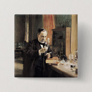 Badge Carré 5 Cm Louis Pasteur dans son laboratoire, 1885