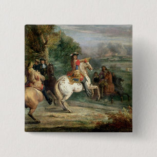Badge Carré 5 Cm Louis XIV (1638-1715) surveillant le siège de ci