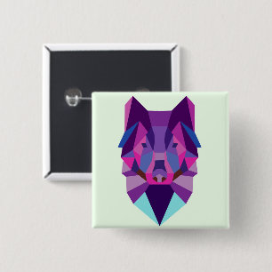 Badge Carré 5 Cm Loup