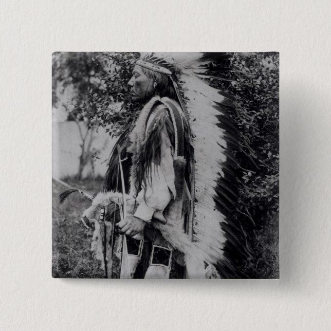 Badge Carré 5 Cm Loup blanc, un chef de Comanche, c.1891-98 (Devant)