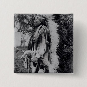 Badge Carré 5 Cm Loup blanc, un chef de Comanche, c.1891-98