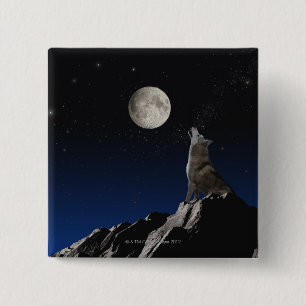 Badge Carré 5 Cm Loup d'hurlement