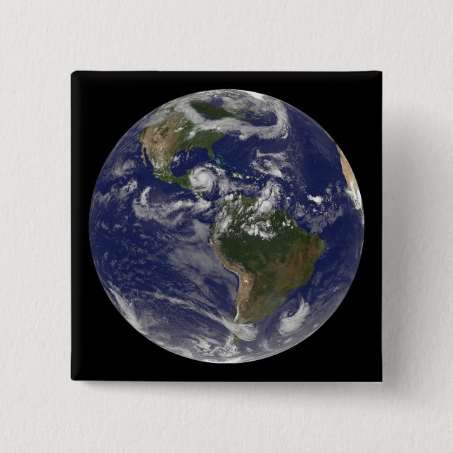 Badge Carré 5 Cm L'ouragan Dean approche la péninsule du Yucatan (Devant)