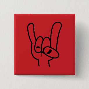 Badge Carré 5 Cm Lourde cornes diaboliques en métal