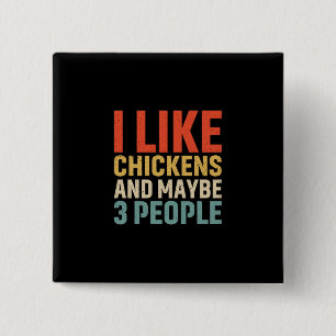 Badge Carré 5 Cm Louvain de poulet   J'Aime Les Poulets
