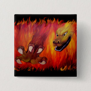 Badge Carré 5 Cm Louvre rouge dragon