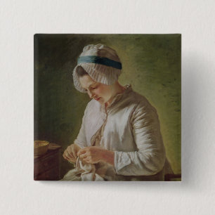 Badge Carré 5 Cm L'ouvrière couturière ou, fonctionnement de jeun