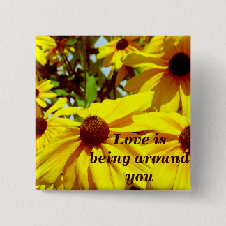 Badge Carré 5 Cm Love Flower_