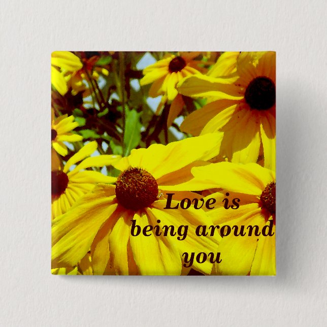 Badge Carré 5 Cm Love Flower_ (Devant)