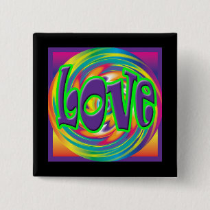 Badge Carré 5 Cm Love 'les années 70 Style