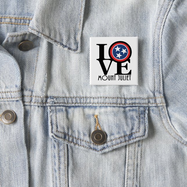 Badge Carré 5 Cm LOVE Mount Juliet (En situation)