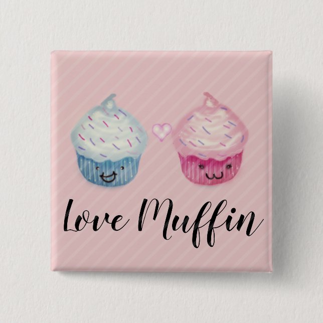Badge Carré 5 Cm Love-Muffin Cupcakes (Devant)