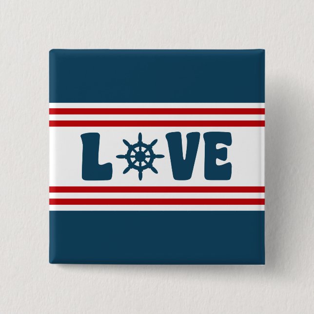 Badge Carré 5 Cm Love nautical design (Devant)