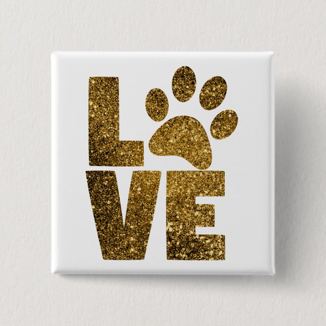 Badge Carré 5 Cm Love paw-print (Devant)