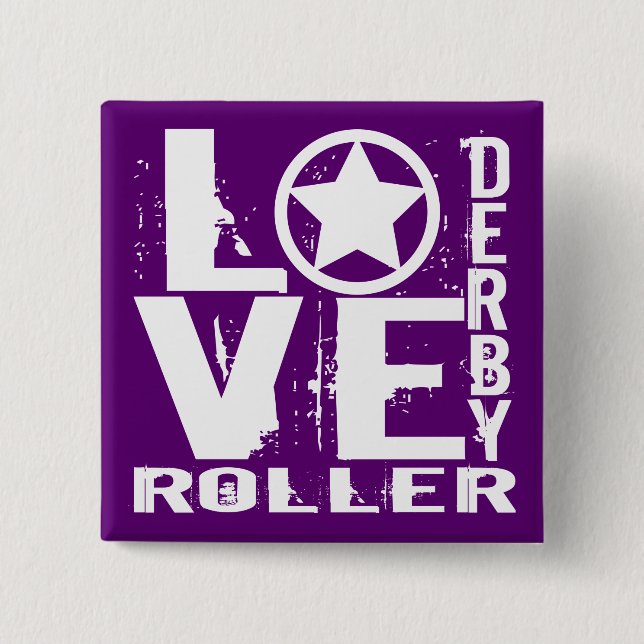 Badge Carré 5 Cm LOVE Roller Derby (Devant)