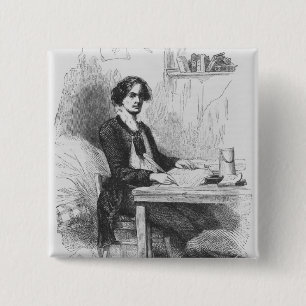 Badge Carré 5 Cm Lucien de Rubempre écrivant une lettre