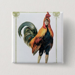 Badge Carré 5 Cm Lucien Guitry dans 'Chantecler