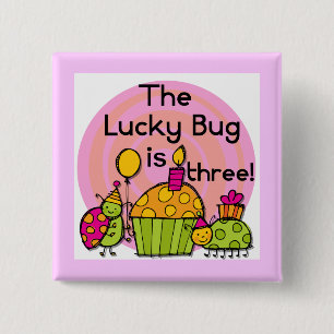 Badge Carré 5 Cm Lucky Bug Cupcake 3e Anniversaire Tshirts et cadea