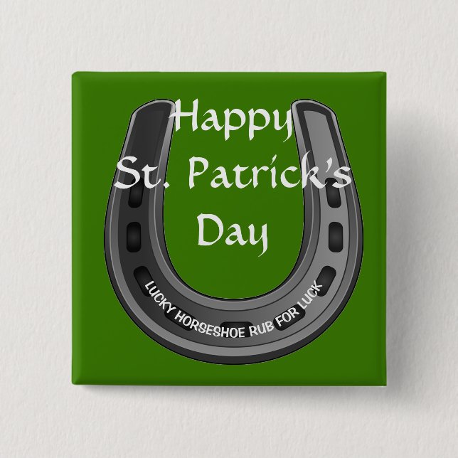 Badge Carré 5 Cm Lucky Horseshoe (Devant)