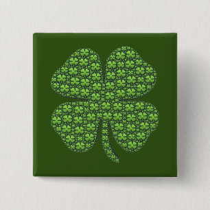Badge Carré 5 Cm Lucky Irish Clover Dark Green