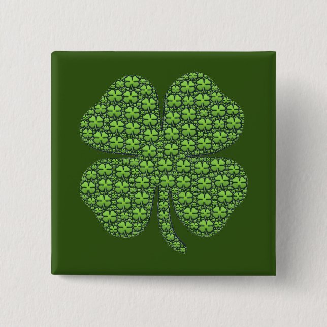 Badge Carré 5 Cm Lucky Irish Clover Dark Green (Devant)