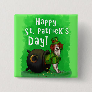 Badge Carré 5 Cm Lucky St. Patrick's Day Dog