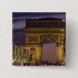Badge Carré 5 Cm Lumières de Noël, champions Elysees, arc De