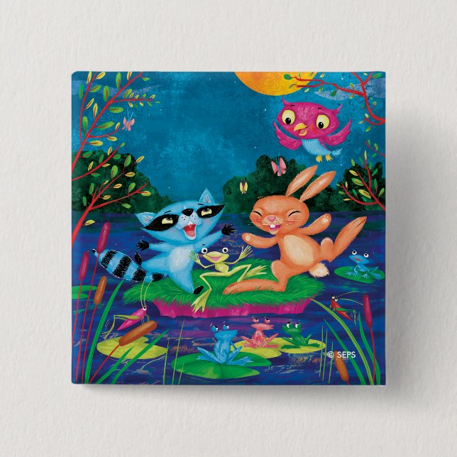 Badge Carré 5 Cm Lune d'automne (Devant)