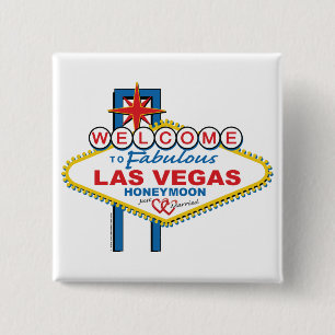 Badge Carré 5 Cm Lune de miel de Las Vegas